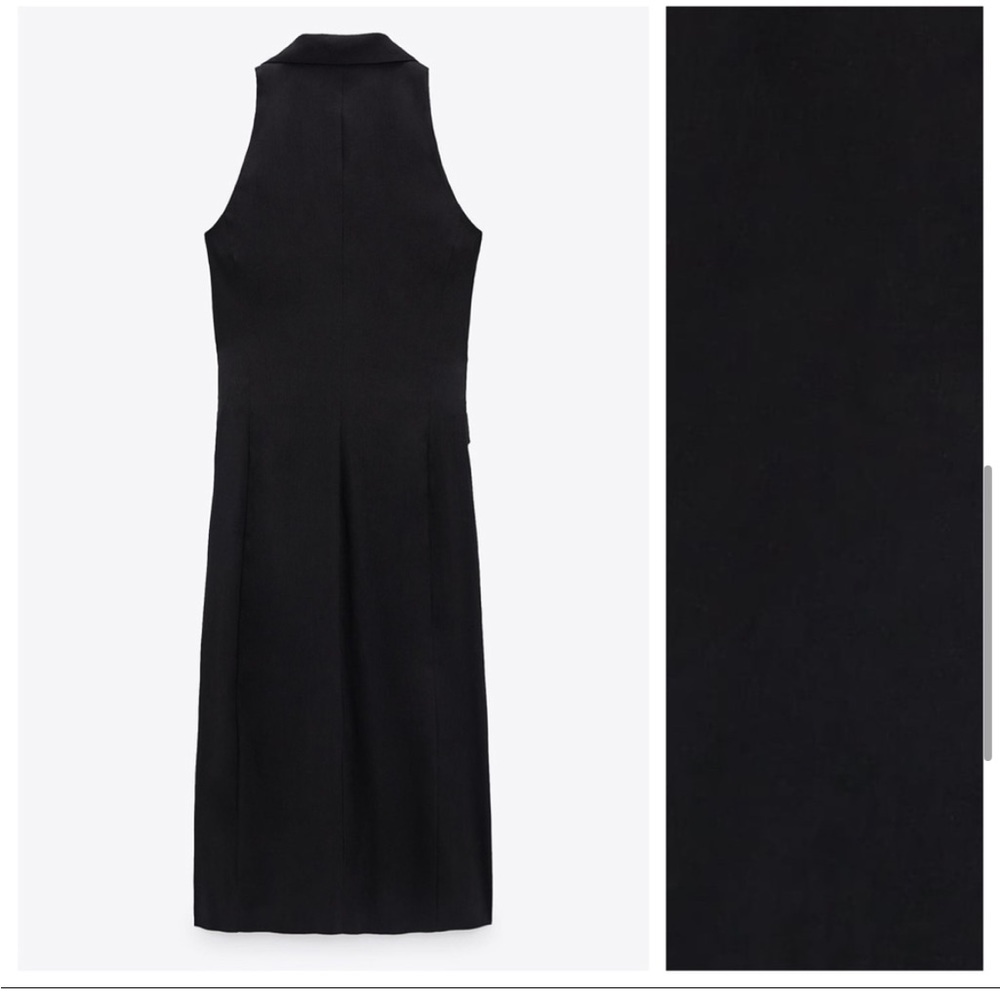 Zara Black Linen Sleeveless Vest Midi Dress - Picture 4 of 11